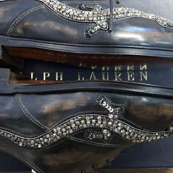 Ralph Lauren Runway Fall '18 Licia Italian Leather Crystal Gecko Oxfords - Picture 7 of 16
